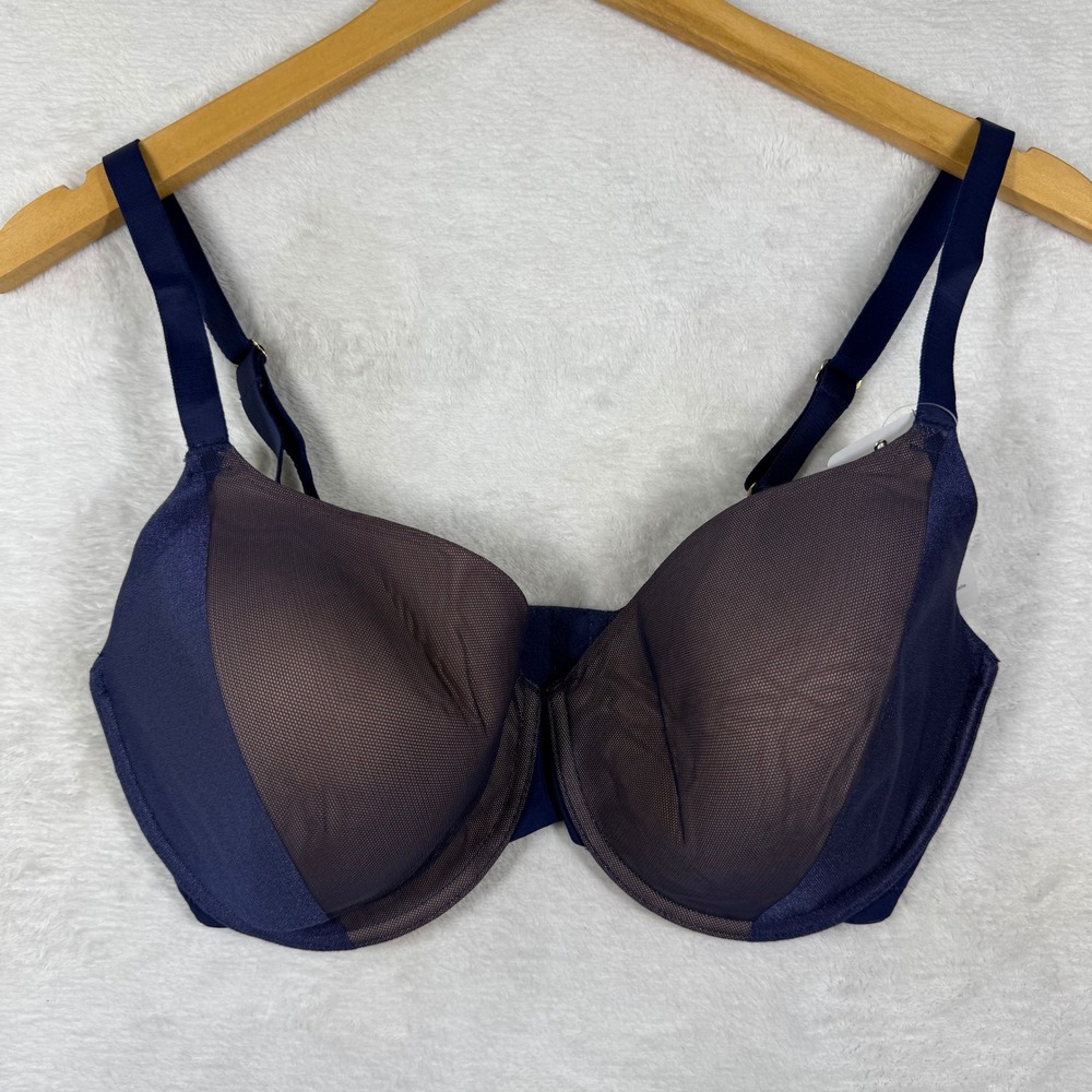 Natori Twilight Side Support Contour Underwire Bra 34DDD Navy Blue 731311 NEW